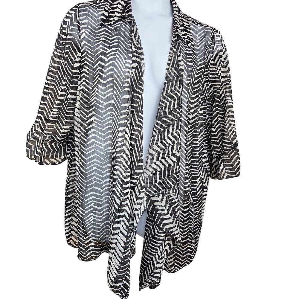 Maggie Barnes 1X 18/20 Semi Sheer Zebra Print Open Front Tunic Top